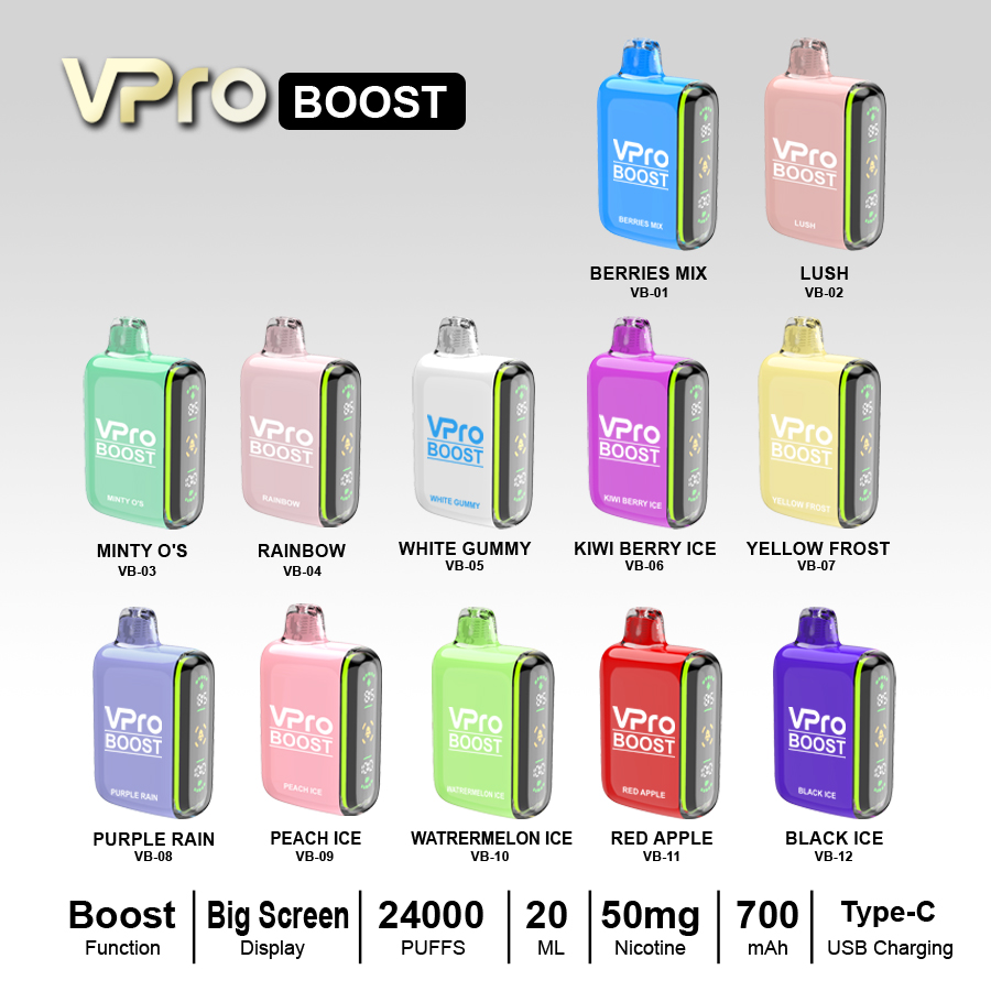 VPro-BOOST-Disposable-24000 puffs-vape-E-cigarette-Original factory low-price wholesale
