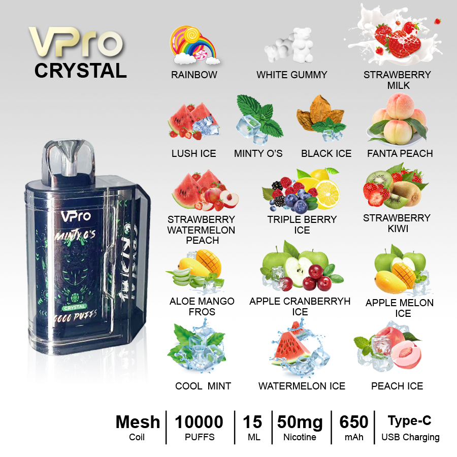 VPro-CRYSTAL-vape-10000puffs original factory low price wholesale