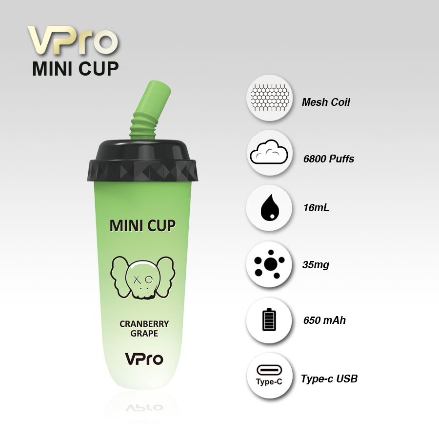 VPro-MINI-CUP-vape-6800puffs original factory low price wholesale