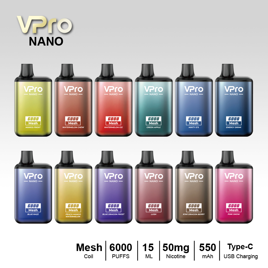 VPro-NANO-Disposable-6000 puffs-vape-E-cigarette-Original factory low-price wholesale