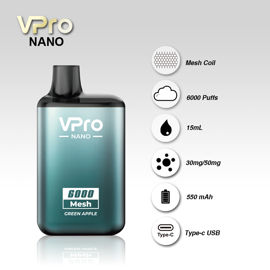 VPro-NANO-Disposable-6000 puffs-vape-E-cigarette-Original factory low-price wholesale
