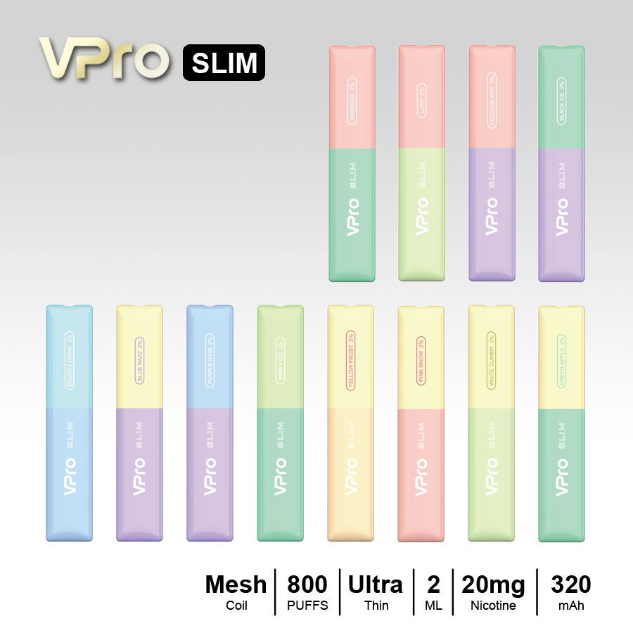 VPro-SLIM-Disposable-800 puffs-vape-E-cigarette-Original factory -ow-price wholesale