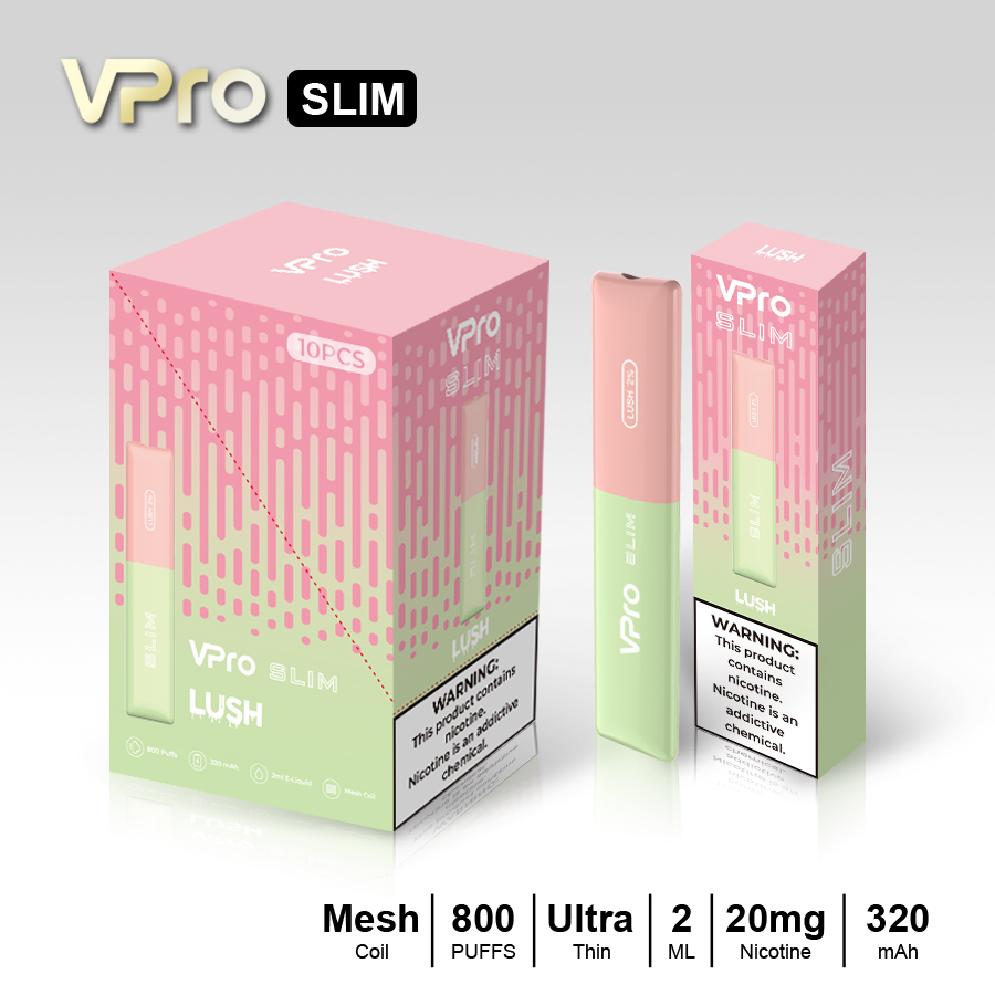 VPro-SLIM-Disposable-800 puffs-vape-E-cigarette-Original factory -ow-price wholesale