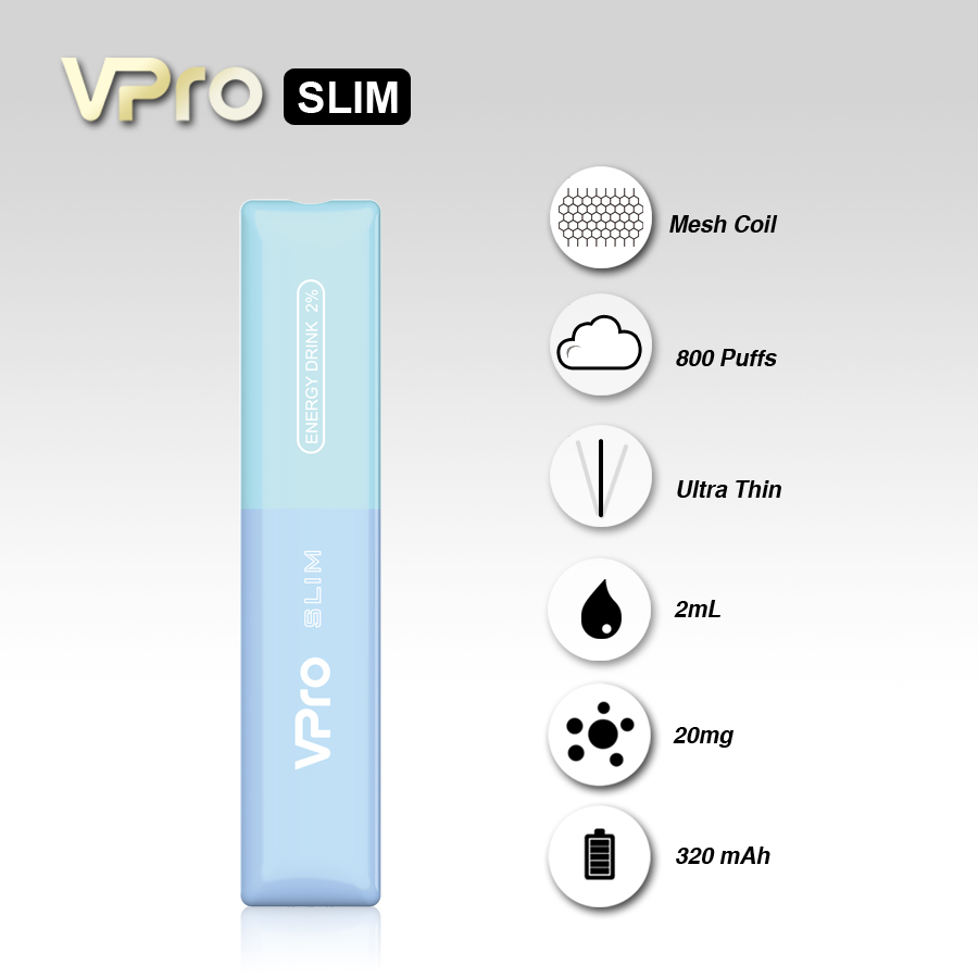 VPro-SLIM-Disposable-800 puffs-vape-E-cigarette-Original factory -ow-price wholesale