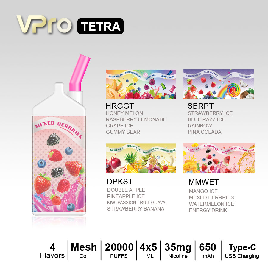 VPro-TETRA-Disposable-20000 puffs-vape-E-cigarette-Original factory low-price wholesale
